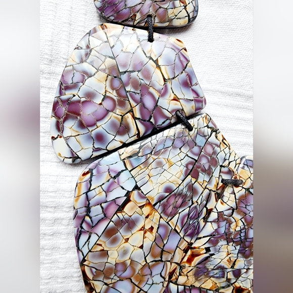 Statement Purple, Cream & Blue Abalone Shell Necklace - Picture 3 of 7